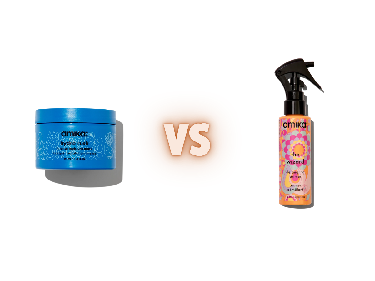 Amika Hydro Rush Intense Moisture Hair Mask vs The Wizard Detangling Hair Primer