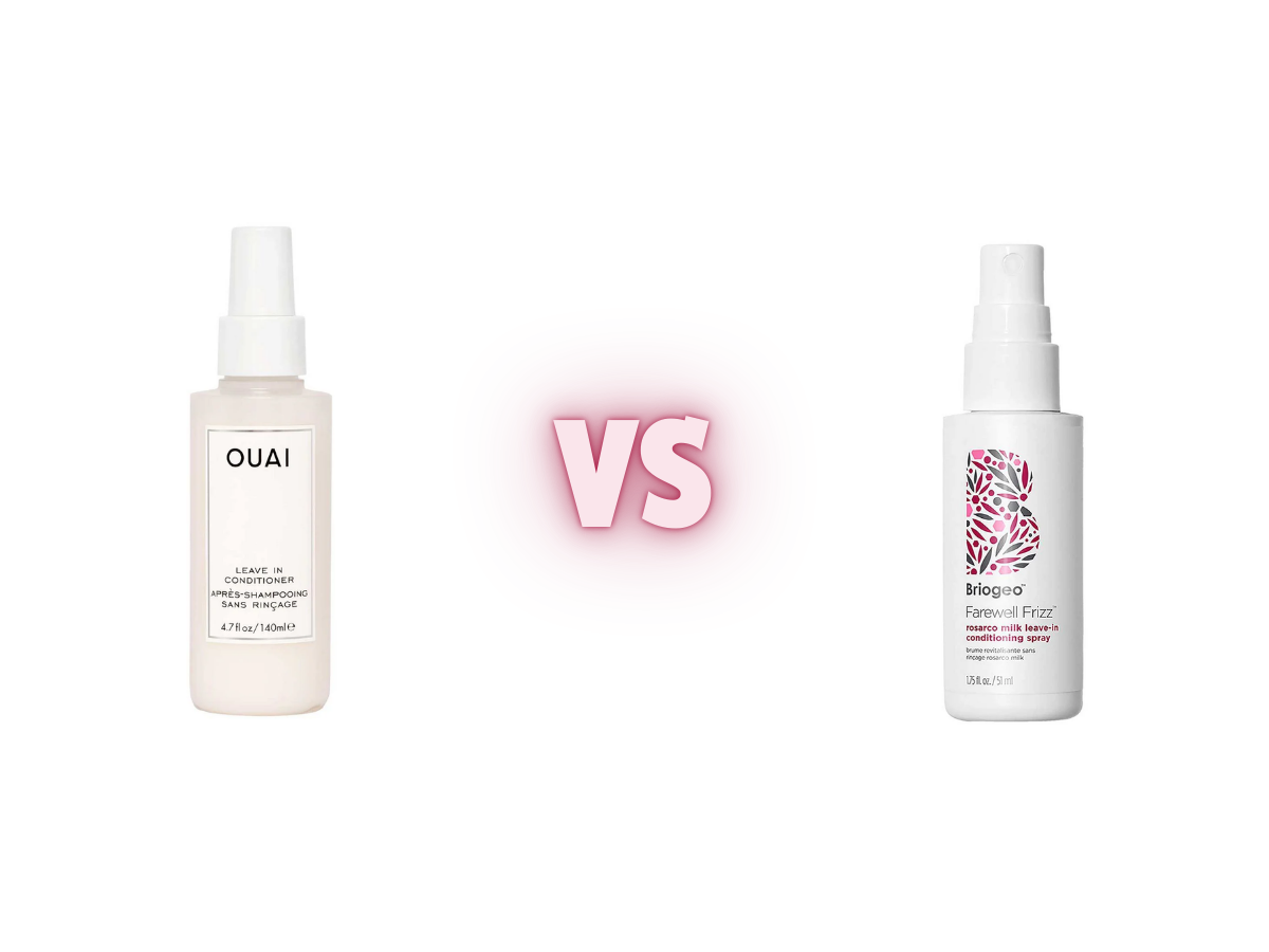 OUAI Leave In Conditioner vs Briogeo Farewell Frizz Rosarco Milk Leave-In Conditioning Spray