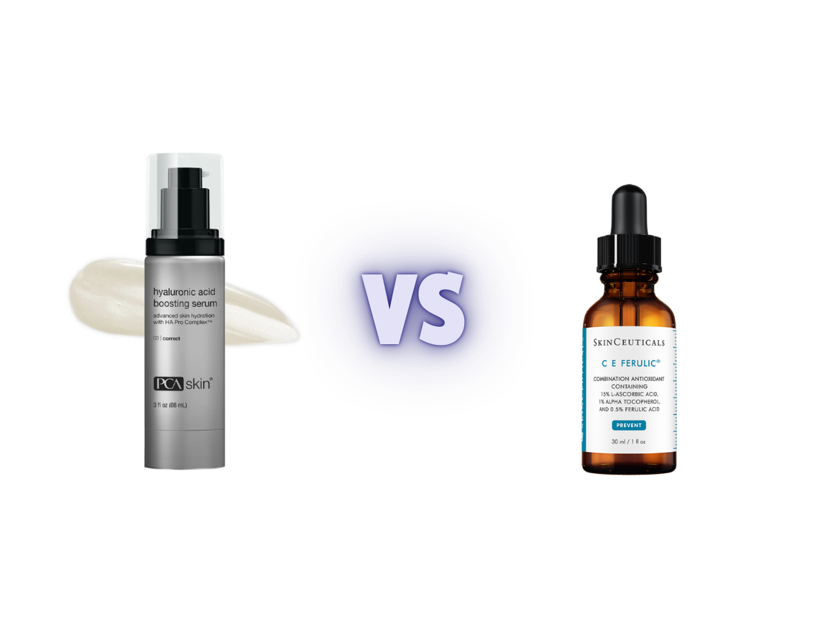 PCA Skin Hyaluronic Acid Boosting Serum vs SkinCeuticals C E Ferulic